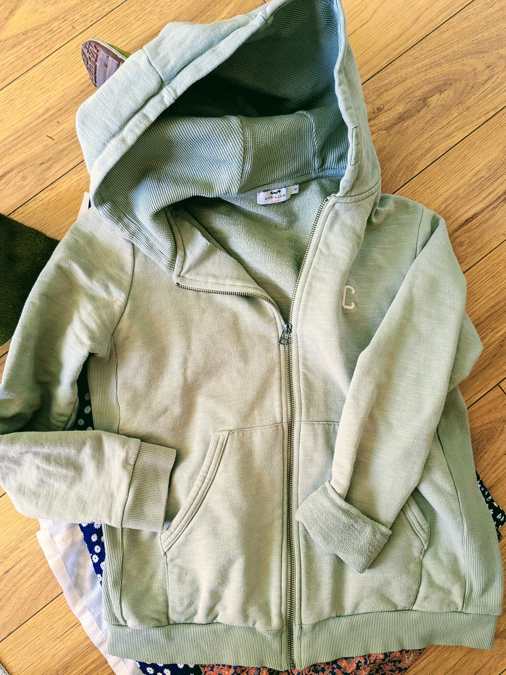 Cyrillus Paris Sage Zip Hoodie Teen 16 / Veste à capuche sauge T16 Women S/M - Picture 6 of 6